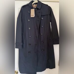 Burberry Kensington Long Trench Coat - Size 2 US Midnight Navy NWT